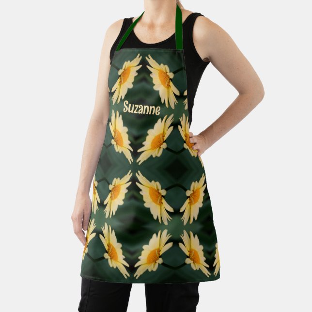 Yellow Daisy Flower Art Pattern Personalized    Apron (Insitu)
