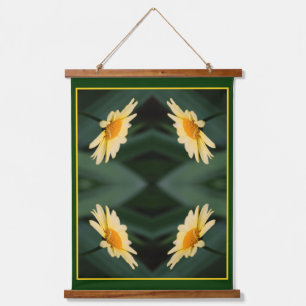 Yellow Daisy Flower Close Up Abstract Hanging Tapestry