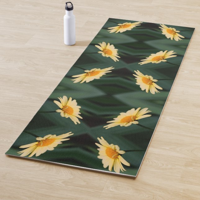 Yellow Daisy Flower Close Up Abstract Yoga Mat (In Situ)