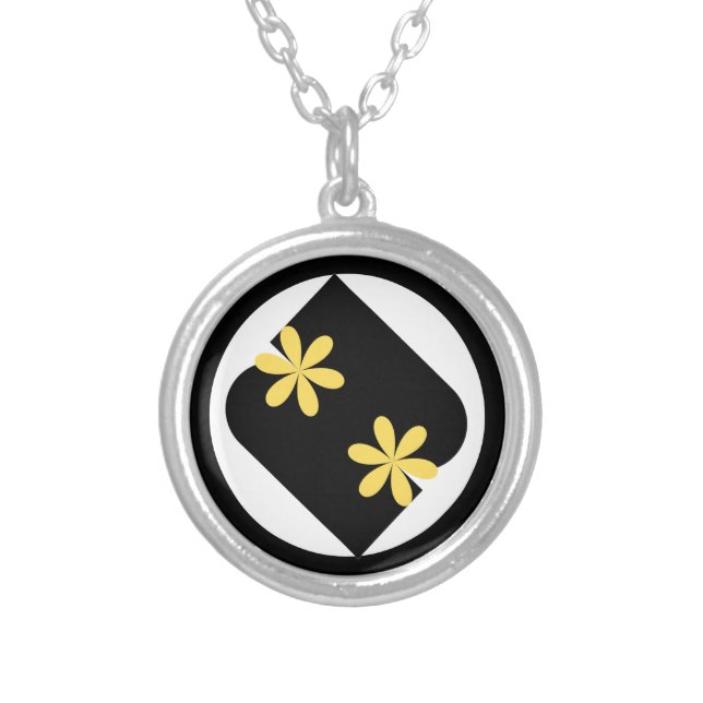 Yellow Daisy Flower Drop Earrings Silver Plated Necklace (Front)