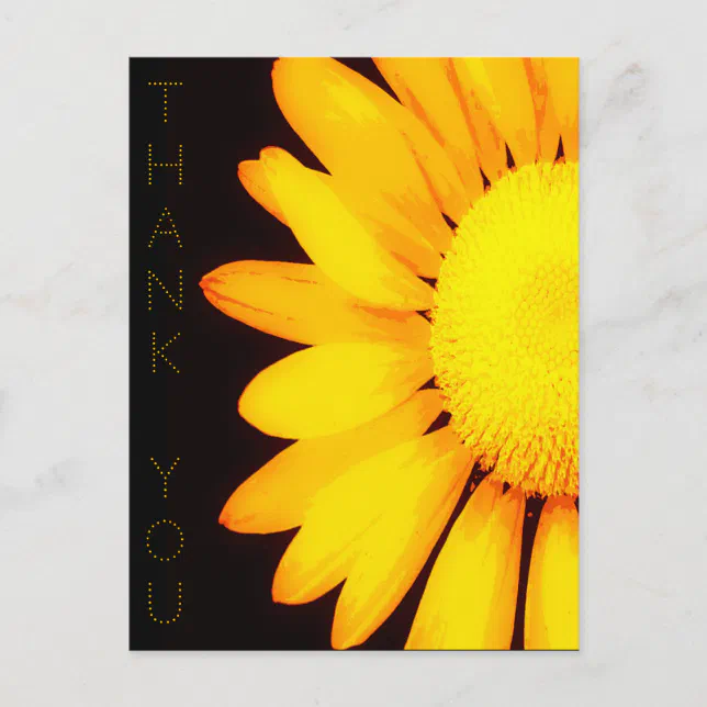 Yellow Daisy Flower Floral Artwork Thank You Postcard | Zazzle