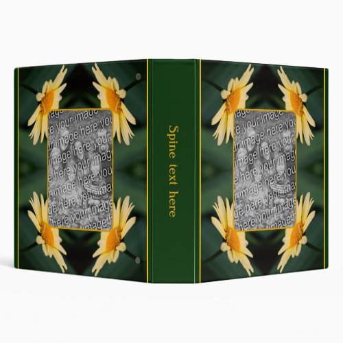 Yellow Daisy Flower Frame Add Your Photo 3 Ring Binder