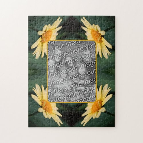 Yellow Daisy Flower Frame Add Your Photo Jigsaw Puzzle