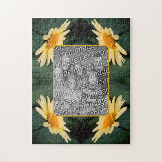 Yellow Daisy Flower Frame Add Your Photo Jigsaw Puzzle (Vertical)