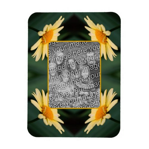 Yellow Daisy Flower Frame Add Your Photo Magnet
