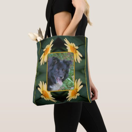 Yellow Daisy Flower Frame Create Your Own Photo Tote Bag