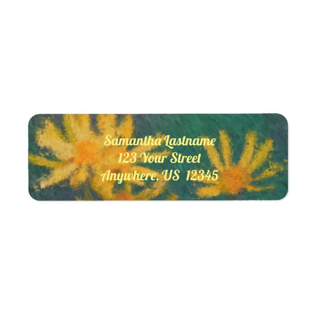 Yellow Daisy Flower Impressionist Painting Address Label (Front)