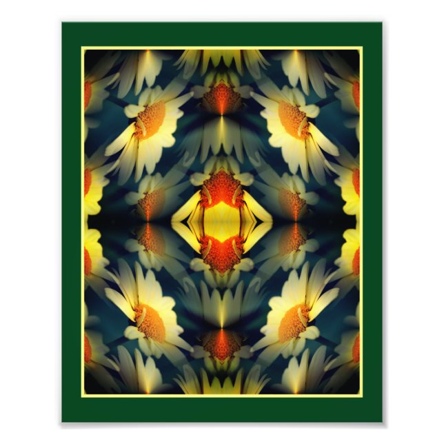 Yellow Daisy Flower Mirror Abstract 8x10 Photo Print (Front)