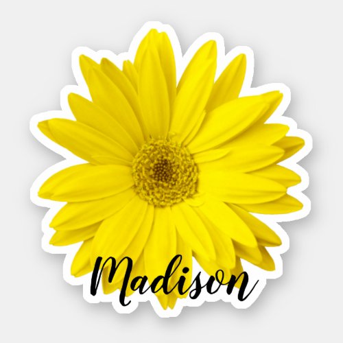 Yellow Daisy Flower Name Sticker