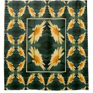Yellow Daisy Flower Nature Art Pattern Shower Curtain