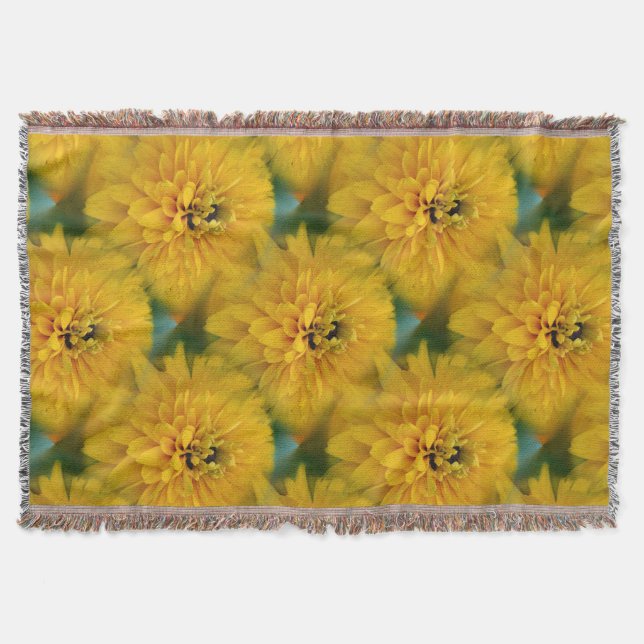 Yellow Daisy Flower Nature Art Pattern Throw Blanket (Front)
