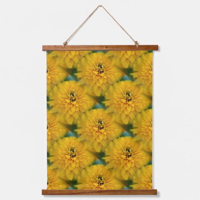 Yellow Daisy Flower Nature Pattern  Hanging Tapestry (Front)