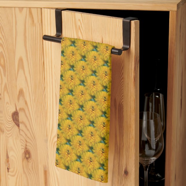 Yellow Daisy Flower Nature Pattern  Kitchen Towel (Thirds Fold)