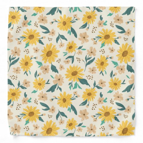 Yellow Daisy Flower Pattern Bandana