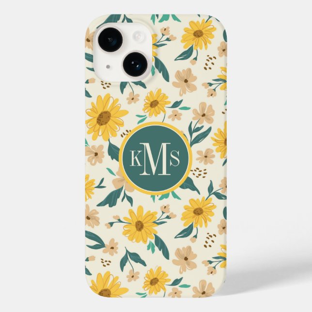 Yellow Daisy Flower Pattern Case-Mate iPhone Case (Back)
