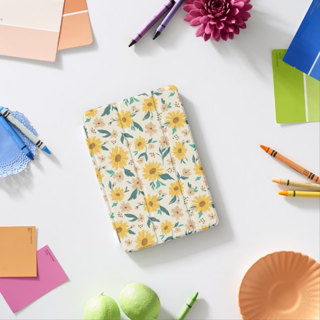 Yellow Daisy Flower Pattern iPad Mini Cover (In Situ)