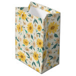 Yellow Daisy Flower Pattern Medium Gift Bag