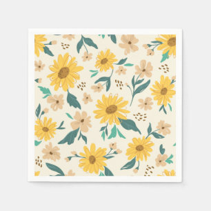 Yellow Daisy Flower Pattern Napkins