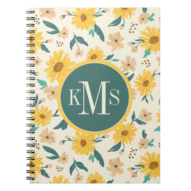 Yellow Daisy Flower Pattern Notebook (Front)