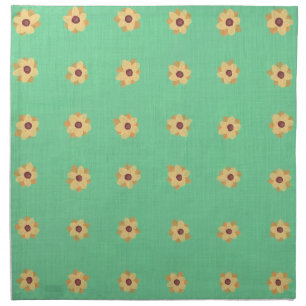 Yellow Daisy Flower Pattern on Light Green Napkins