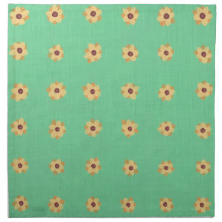 Yellow Daisy Flower Pattern on Light Green Napkins