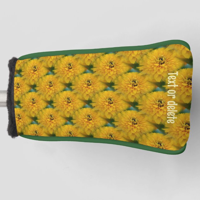 Yellow Daisy Flower Pattern Personalized Golf Head Cover (Front)