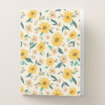 Yellow Daisy Flower Pattern Pocket Folder