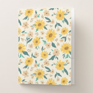 Yellow Daisy Flower Pattern Pocket Folder