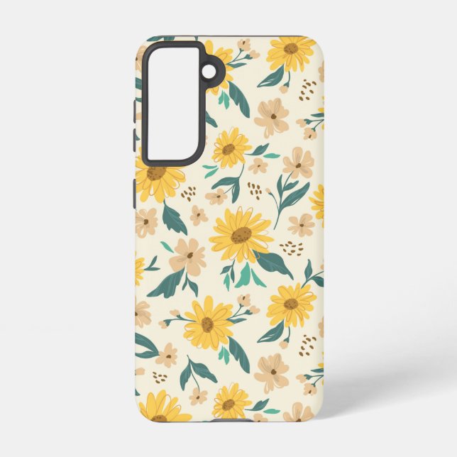 Yellow Daisy Flower Pattern Samsung Galaxy Case (Back)