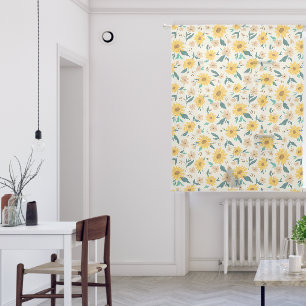 Yellow Daisy Flower Pattern Sheer Curtains