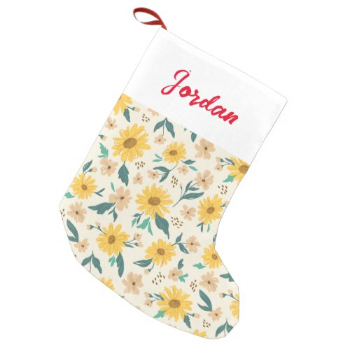 Yellow Daisy Flower Pattern Small Christmas Stocking