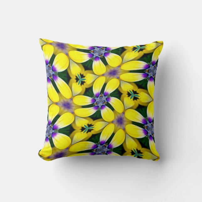Yellow Daisy Flower Pattern Throw Pillow (Front)