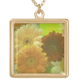 Yellow Daisy Flower Pendant Charm Necklaces