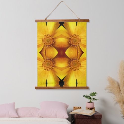 Yellow Daisy Flower Petals Abstract  Hanging Tapestry