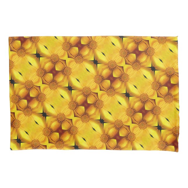 Yellow Daisy Flower Petals And Center Pattern Pillow Case (Front)