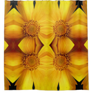 Yellow Daisy Flower Petals And Center Pattern Shower Curtain