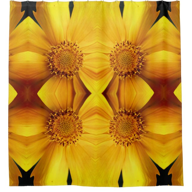 Yellow Daisy Flower Petals And Center Pattern   Shower Curtain (Front)