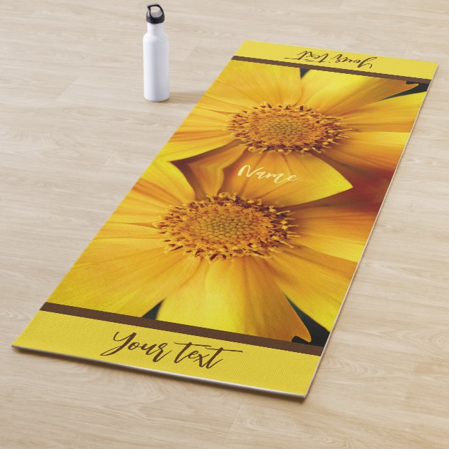 Yellow Daisy Flower Petals And Center Personalized Yoga Mat (In Situ)