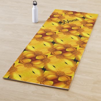 Yellow Daisy Flower Petals Pattern Personalized    Yoga Mat by SmilinEyesTreasures at Zazzle