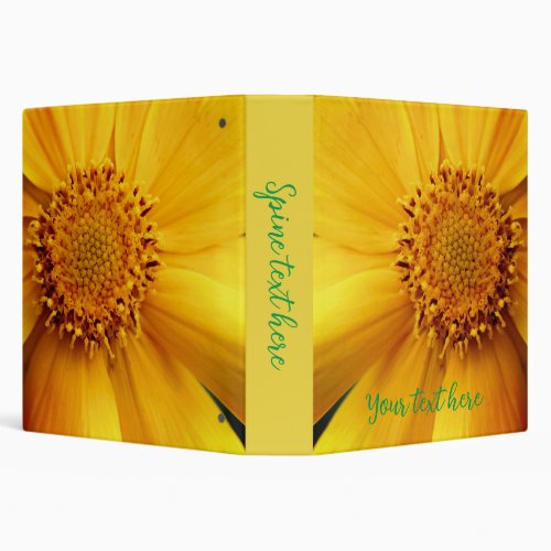 Yellow Daisy Flower Petals Personalized 3 Ring Binder
