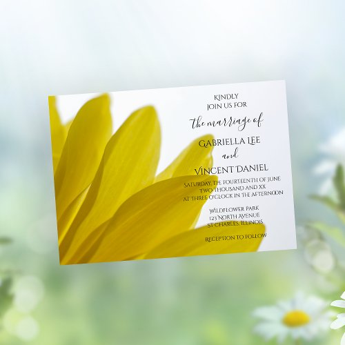 Yellow Daisy Flower Petals Wedding Invitation