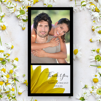 Yellow Daisy Flower Petals Wedding Thank You Card