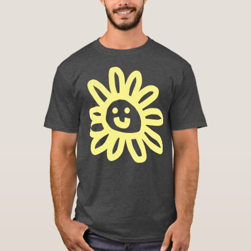 Yellow Daisy Flower Smiley Face T_Shirt