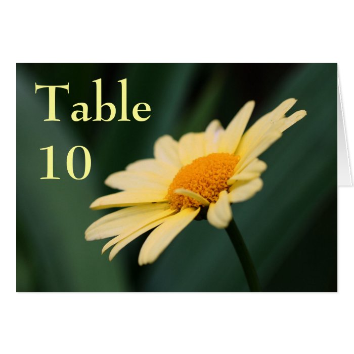 Yellow Daisy Flower Wedding Table Number Card