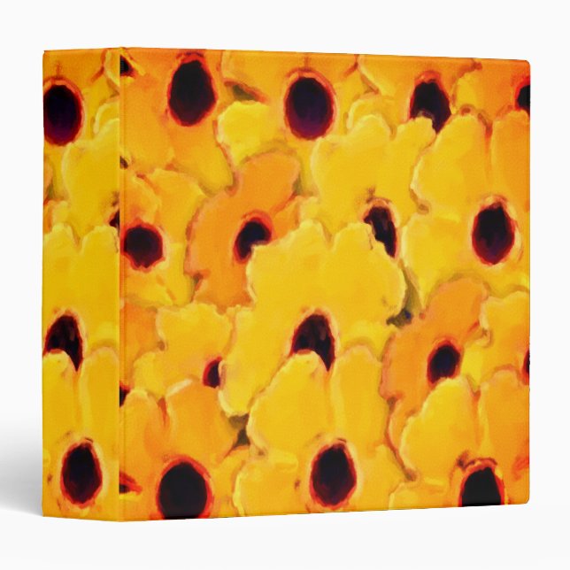 Yellow Daisy Flowers Abstract Art 3 Ring Binder (Front/Spine)