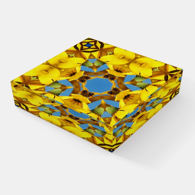 Yellow Daisy Flowers Abstract Nature Art Paperweight (Angled)