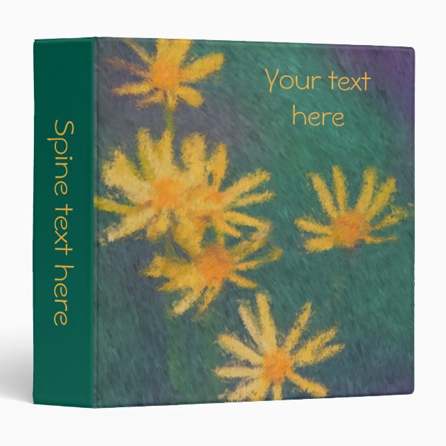 Yellow Daisy Flowers Art Personalized 3 Ring Binder (Front/Spine)