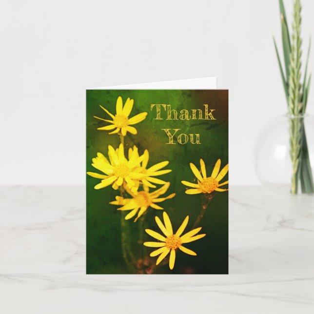Yellow Daisy Flowers Customizable Thank You Card (Front)