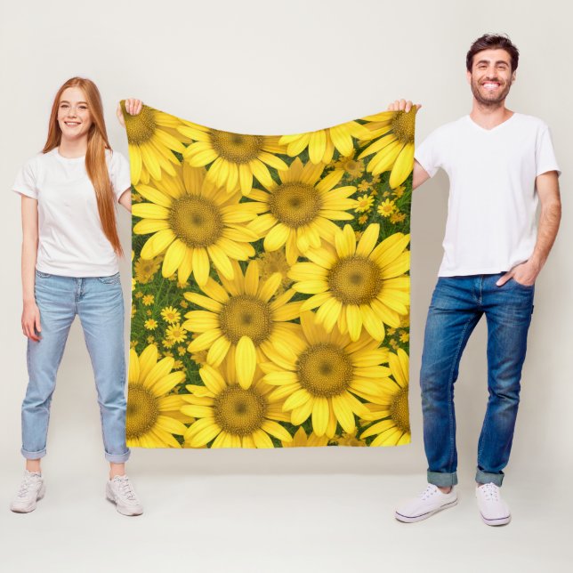 Yellow Daisy Flowers Fleece Blanket (In Situ)