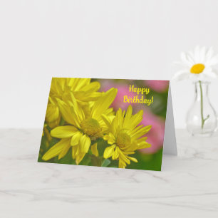 Yellow Daisy Flowers Garden Art Birthday Card
